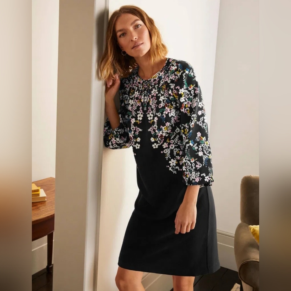 Boden Women's Black Floral Kiera Shift Dress, US 4/UK 8, $147
